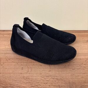ARA Leena Sneaker Black Woven Knit Women Size 5 Slip On Casual Comfort Stretch